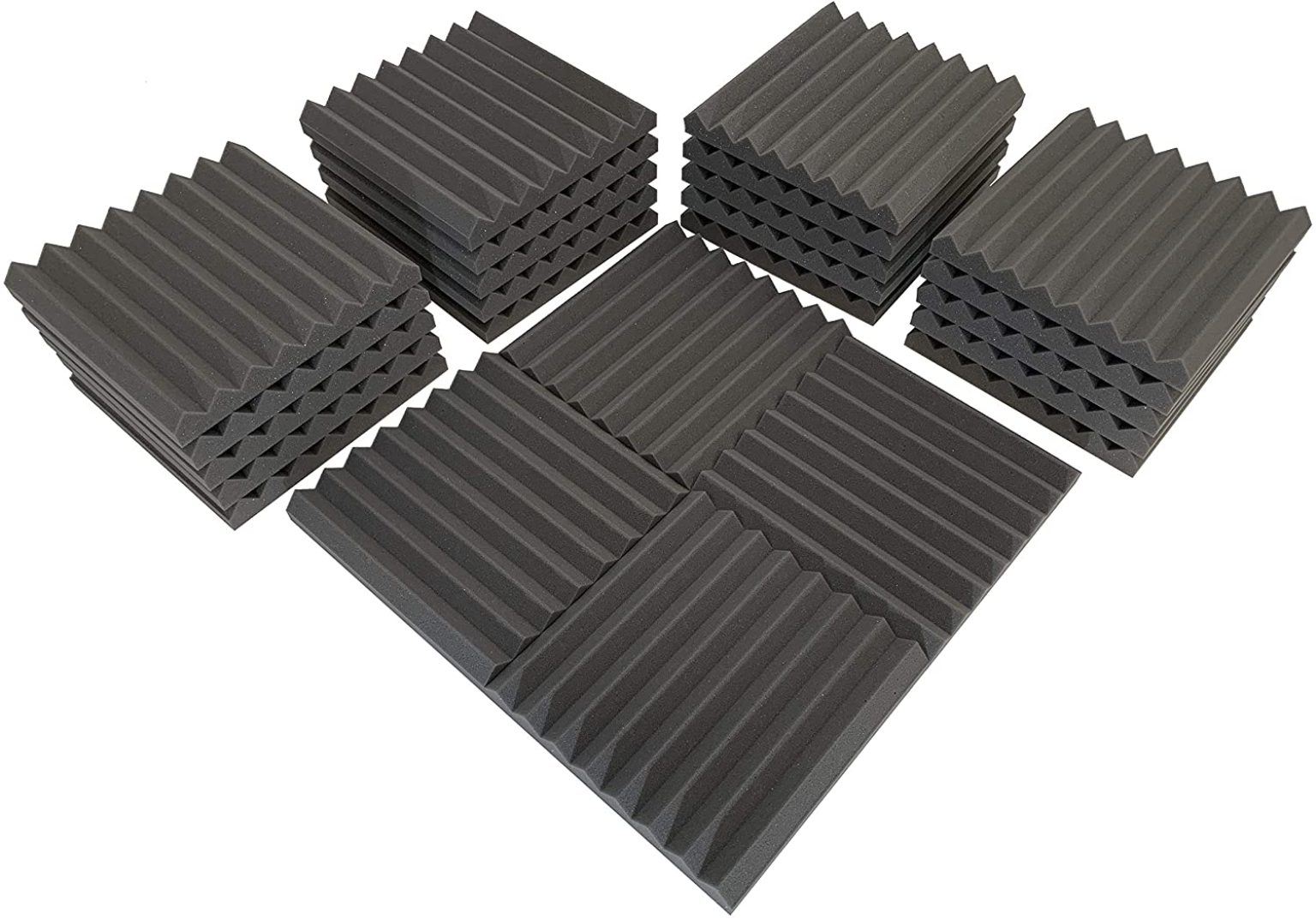 Panneaux Insonorisants 24 Pièces - 25x25x5cm, Mousse Acoustique Pyramide Noire